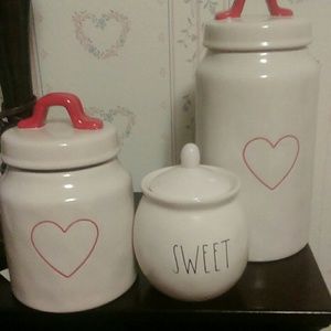 Rae Dunn heart canister's and sweet jar